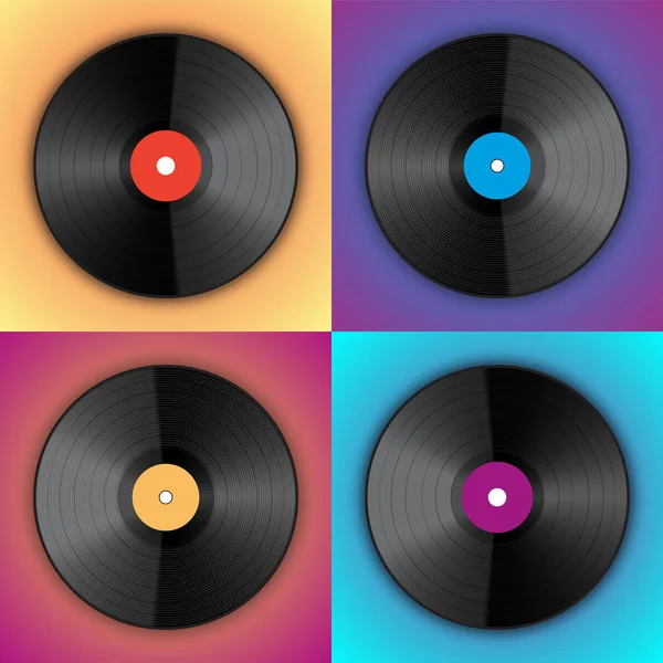 Banner Vinyl Player Records Style Pop Art Vinyl Lover Interior — Stock Vector