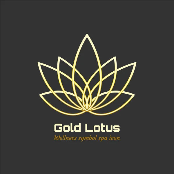 Vector linjär lotus ikonen. Gyllene blomma symbol — Stock vektor