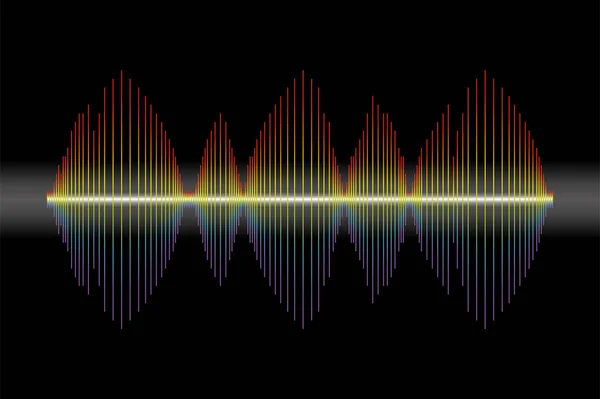 Vector Rainbow puls spelare på svart med neon — Stock vektor