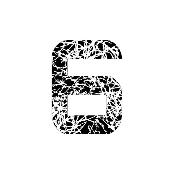 Número seis, símbolo 6. Textured fuente Grunge Design — Vector de stock