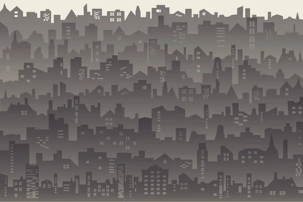 Fond de grande ville avec toits, fenêtres — Image vectorielle