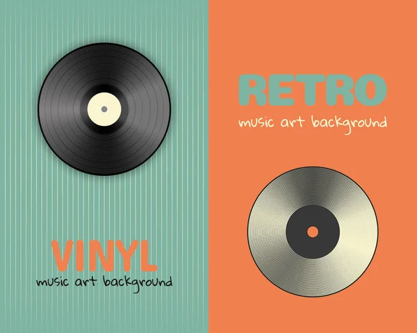 Twee retro muziek sjablonen, vinyl record banners — Stockvector
