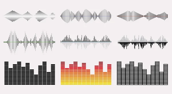 Music Wave Graph Set. Color music soundwave elements collection