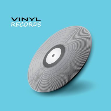 3d vinil çalar kaydı posteri. Müzik etiketi logosu