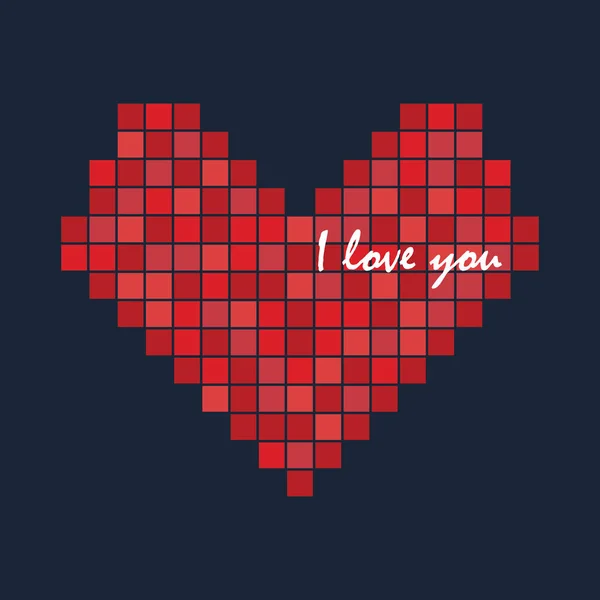 Pixel liefde illustratie. Hart pictogram. Logo ontwerp. — Stockfoto