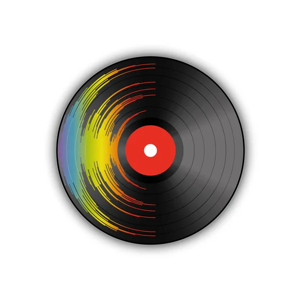 Affisch av spelare vinylskiva med regnbågens färger — Stockfoto