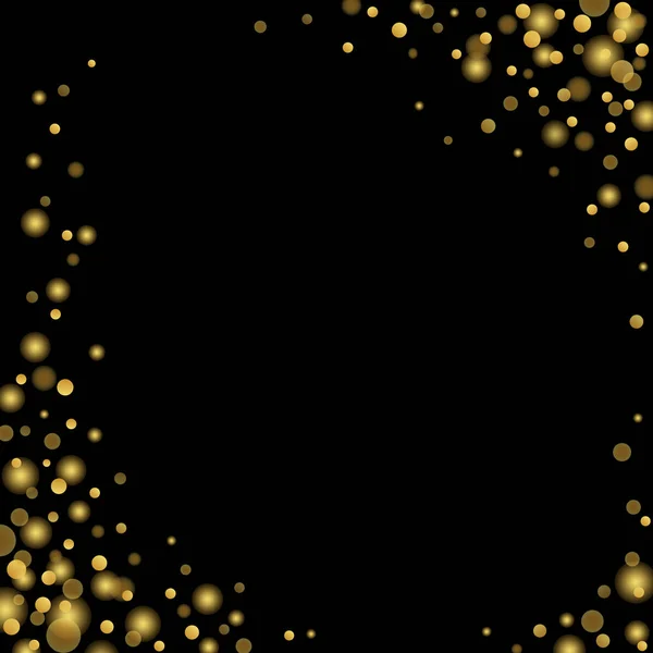 Glitter de confete de ouro, pontos cintilantes em preto — Fotografia de Stock