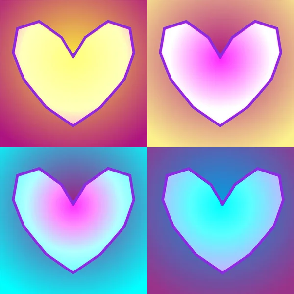 Amor cartão postal com quatro corações de contorno coloridos — Fotografia de Stock