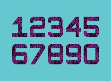 Grunge numaraları tasarım kümesi. Siyah dokulu yazı tipleri