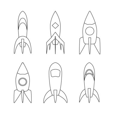 Siyah beyaz Sketch Rocket gemi seti