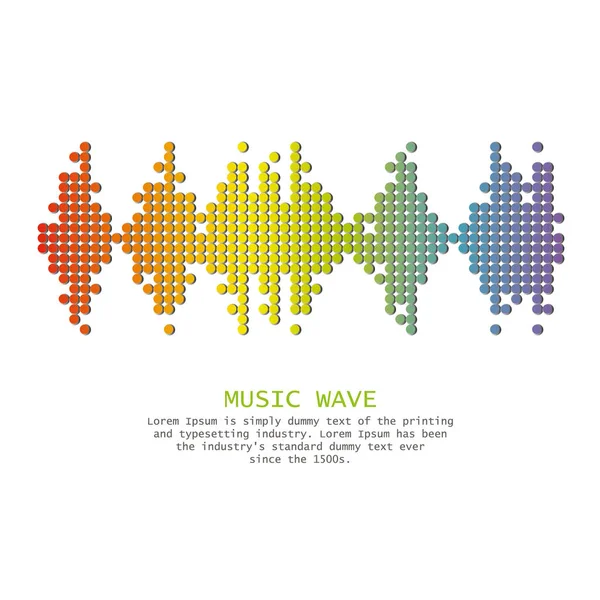 Wave music logo with shadow on white