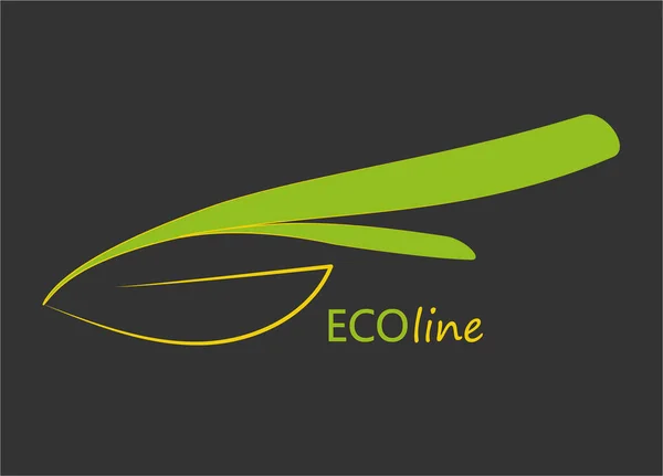 Płaskie logo Eco. Wektor zielony liść ikona na ciemny — Wektor stockowy