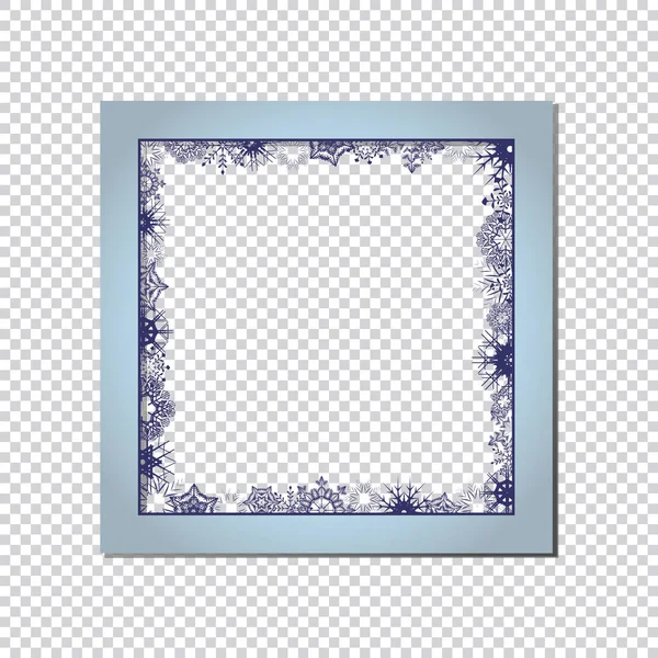 Dark blue Snowflakes square frame with shadow — Stock Photo, Image