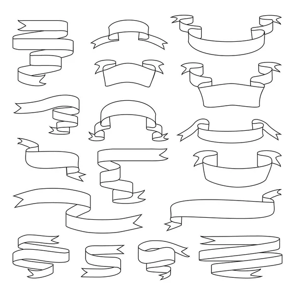 Sketch ribbon set. Banner isolated shapes illustration of label, badge collection