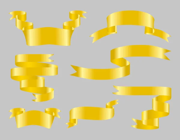 Sada zlatých lesklých stužky — Stock fotografie