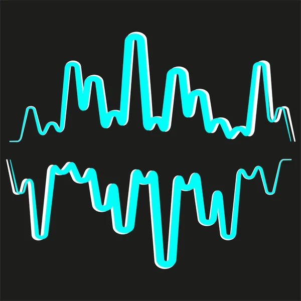 Logo ondes sonores sur fond noir. Égaliseur de musique moderne. Symbole audio numérique plat isolé. Technologie de forme d'onde illustration jpeg — Photo