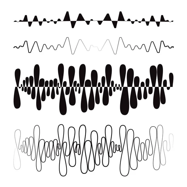 Svart ljudvågor logotyp satt på vit bakgrund. Moderna musik equalizer element, ljudsymboler. Digital vågformsteknik. Jpeg illustration — Stockfoto
