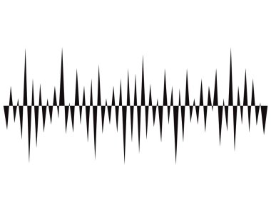 Beyaz üzerine siyah ses dalgası logosu. Müzik dengeleyicisi, ses sembolü. Jpeg dalga biçimi illüstrasyonu.
