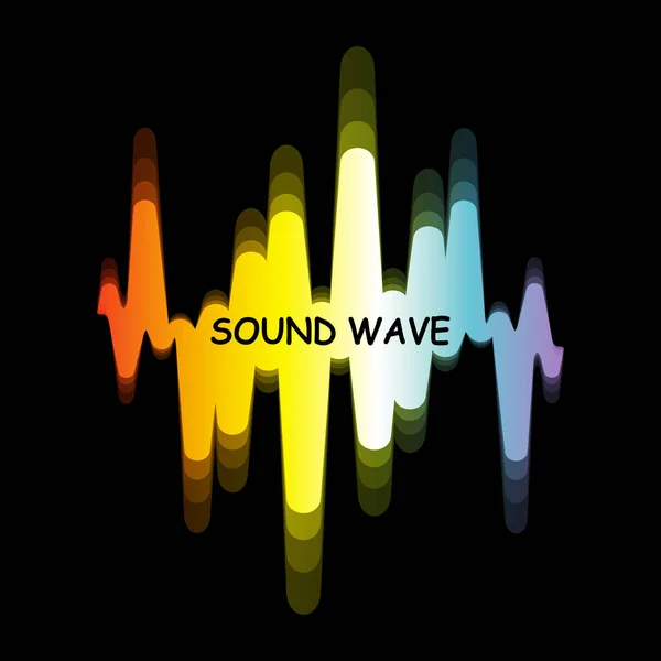 Spectrum sound wave logo. Vector digital colorful waveform with blur effect on black background. Modern pulse music player technology. Audio design banner — Stock Vector