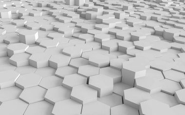 Altıgen arka plan, petek beyaz doku, 3d resim, 3d render.