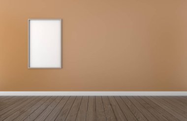 Poster çerçevesi iç arka kahverengi duvarda kadar alay