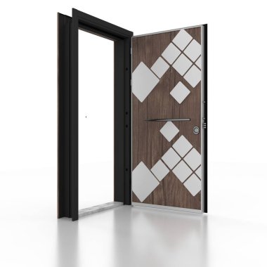 Metal kapı. 3D render. 3D çizim