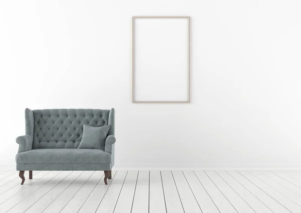 Empty Interior Frame Green Armchair — Stock Photo, Image
