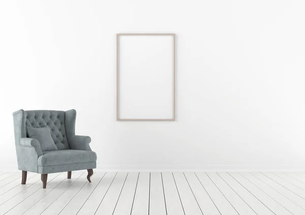 Empty Interior Frame Green Armchair Render — Stock Photo, Image