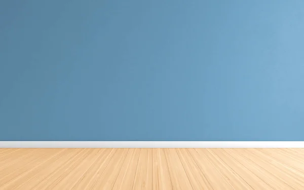 Leerer Raum Mit Blauer Wand Und Parkett Kann Für Die Stockfoto