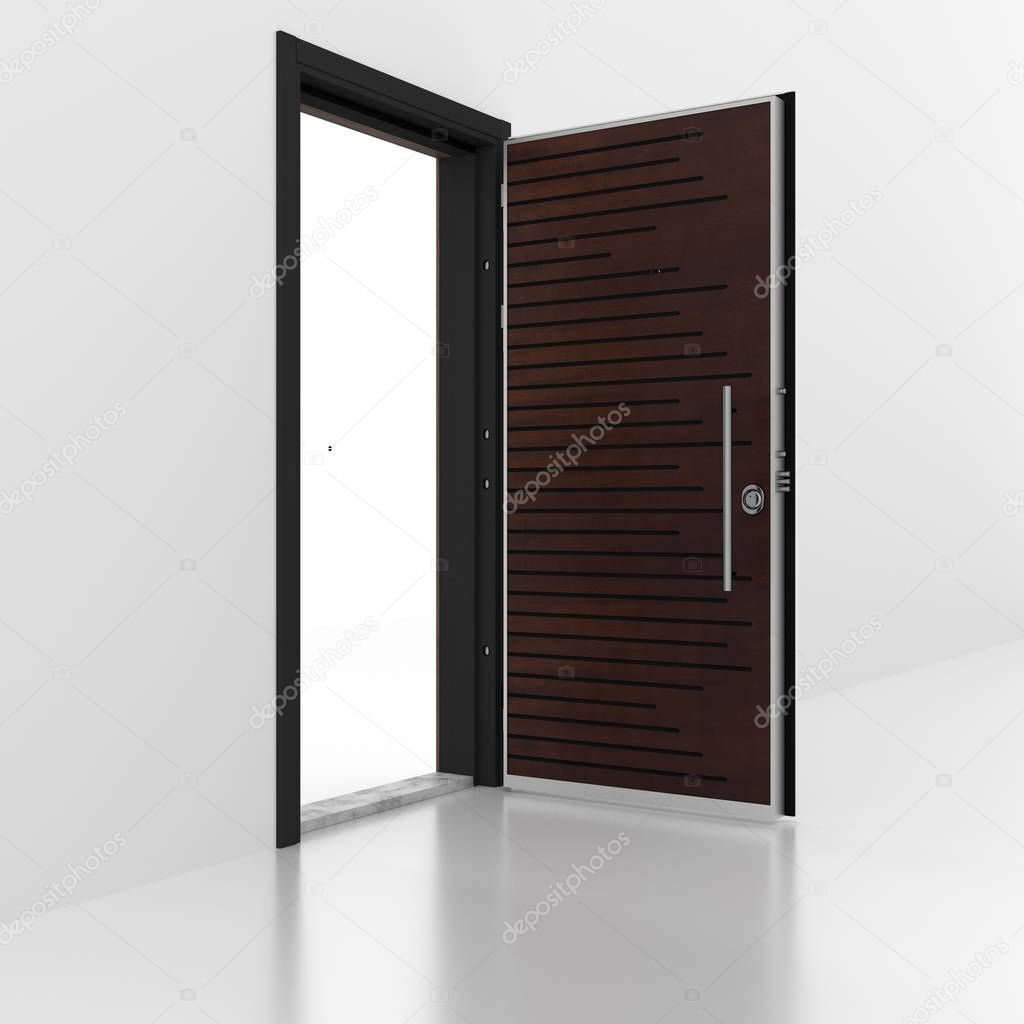 Metal door . 3D rendering. 3D illustration