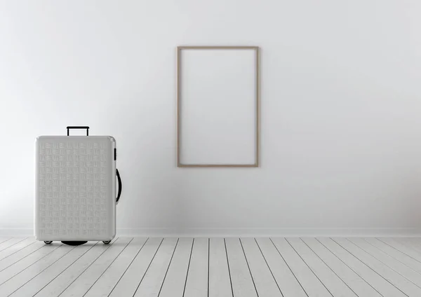 Intérieur Chambre Vide Avec Valise — Photo