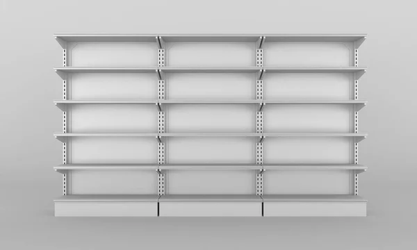 Empty Store Shelves Retail Shelf Rack Showcase Display Mockup Template — Stock Photo, Image