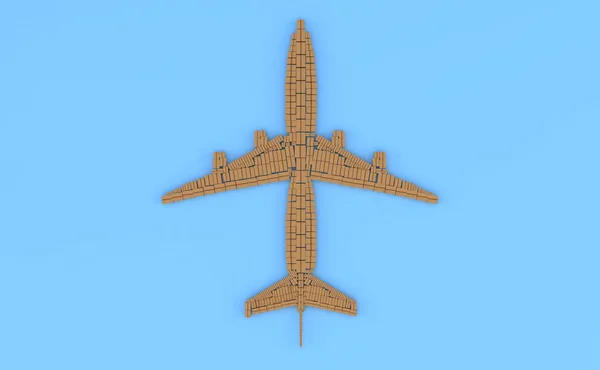 Plane Cardboard Top View Transportation Render — Stock Photo, Image