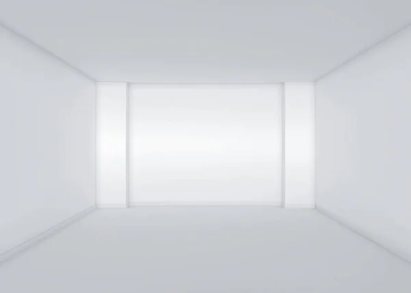 Abstract white empty room with white wall, floor, ceiling without any textures, simple colorless 3d render