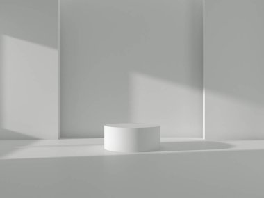Kaide görüntü, tasarım, boş ürün, beyaz oda ve yanal ışık için Platform için.
