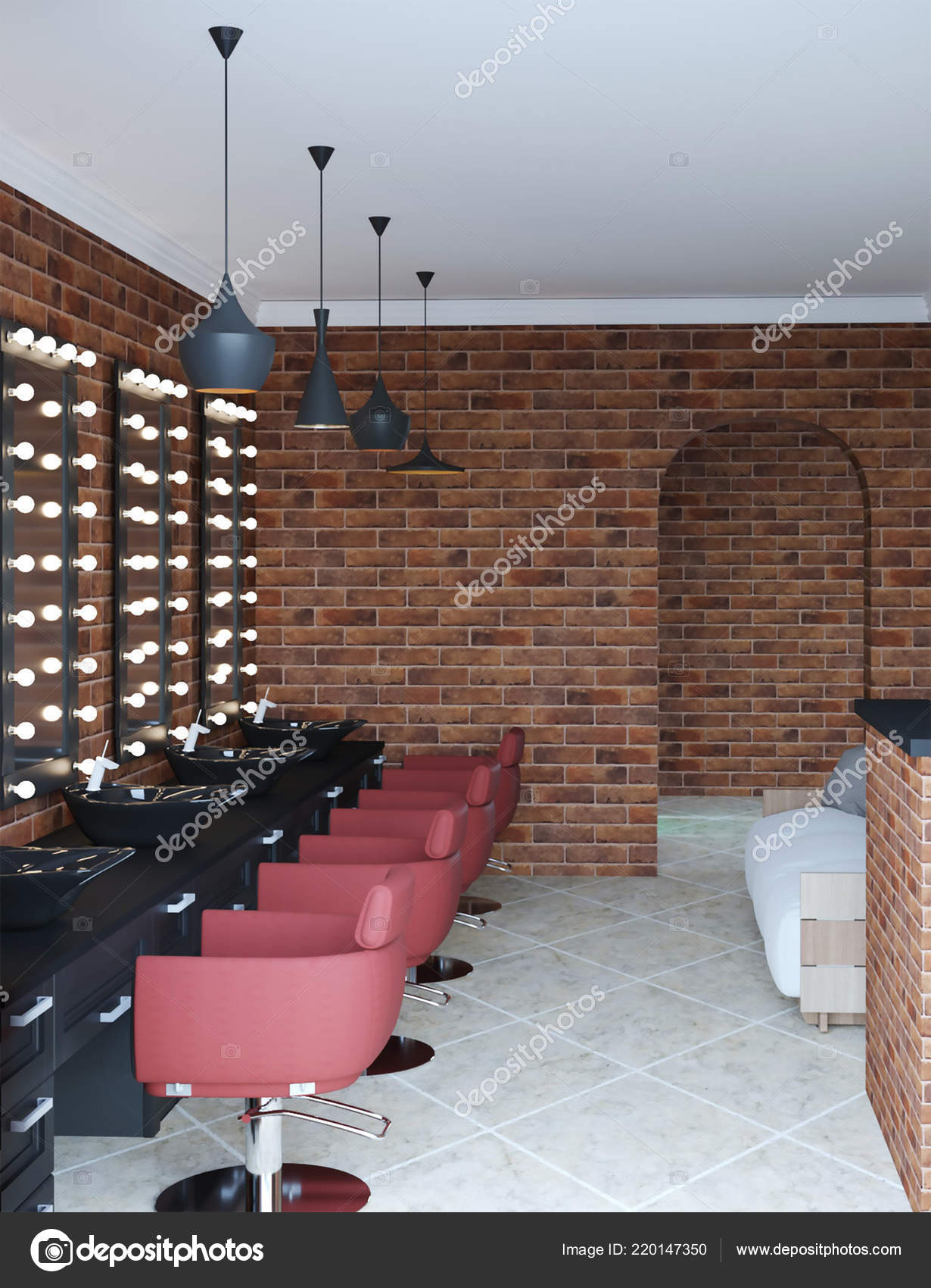 Rendering Beauty Salon Und Friseur Loft Interior Design