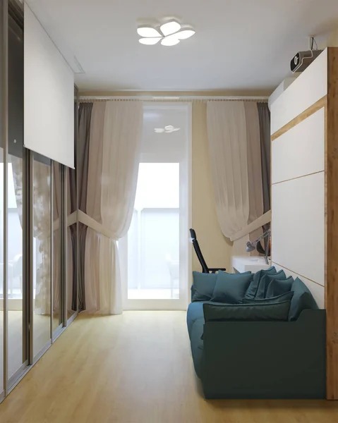 Render Ruang Interior Kecil Dengan Proyektor — Stok Foto