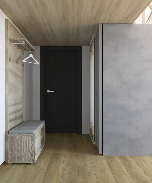 3d rendering of loft interior hallway design
