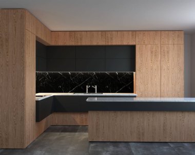 Yeni hi-tech mutfak iç 3d render