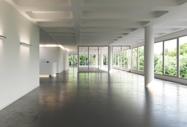 yeni büyük boş ofis iç 3B render