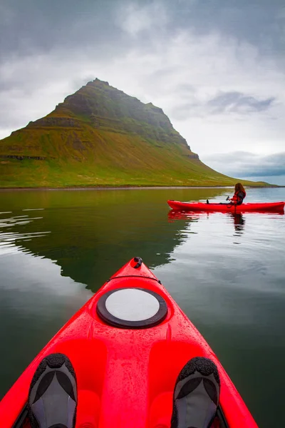 Extreme adventure sport, Iceland kayaking, paddling on kayak, ou