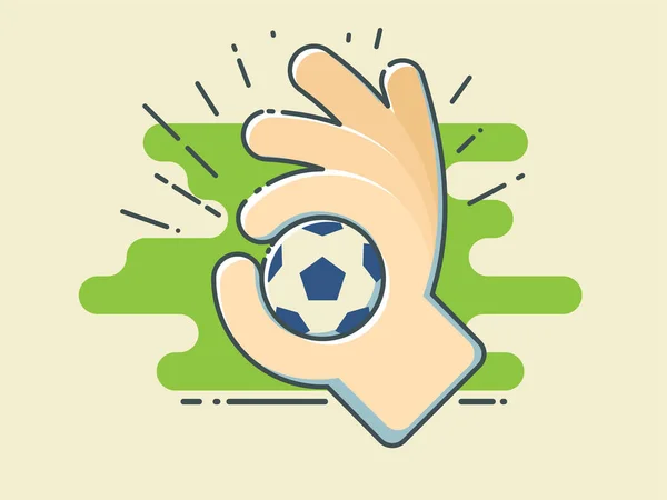 Voetbal Voetbal Hand Gestileerde Groene Veld Lijn Kunststijl Vectorillustratie — Stockvector