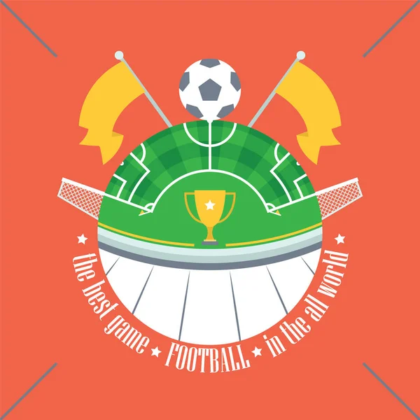 Football Soccer Ball Green Field Form Globe Icon Text Best — Stock Vector