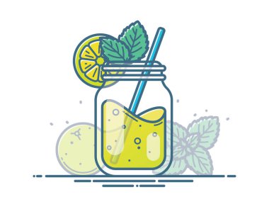 Kokteyl serin cam. Düz stil yaz vektör çizim tasarım Cafe menü veya posterler için.