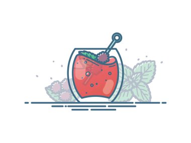 Kokteyl serin cam. Düz stil yaz vektör çizim tasarım Cafe menü veya posterler için.