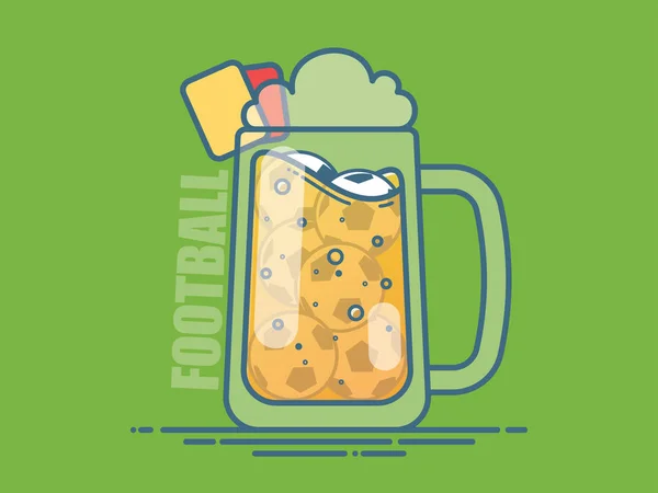 Cóctel Fútbol Fútbol Vaso Fresco Con Cerveza Bola Creative Atr — Vector de stock