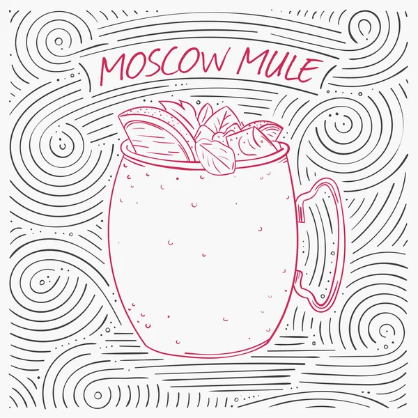 Yazı - Moskova katır ile yaz kartı. Girdap deseni kokteyl cam ile el yazısı. Vektör çizim tasarım Cafe menü, kart veya Poster.