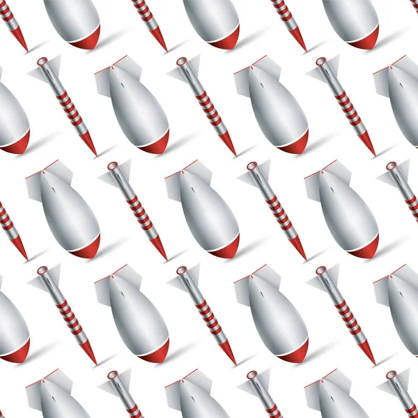 Verschiedene Raketen Auf Weißem Feld Nahtloses Militärisches Muster Vektorillustration Mit — Stockvektor
