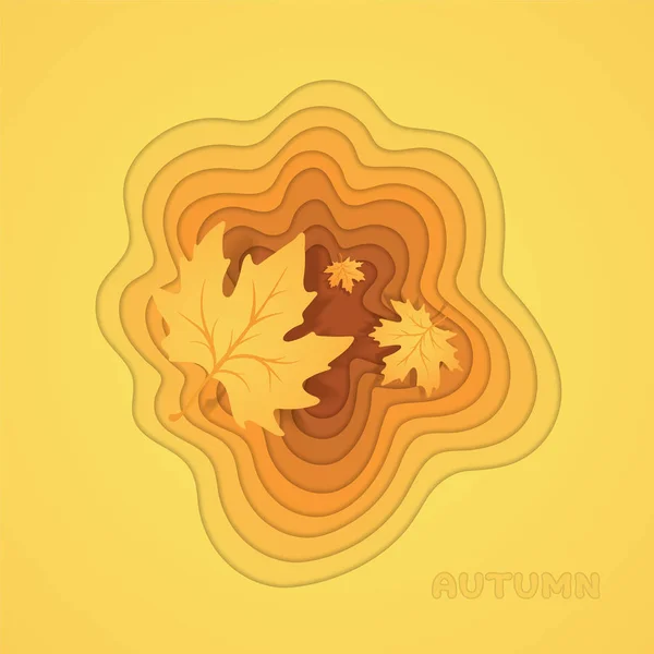 カエデの葉の形の穴を歩んだ 秋の落ち葉 オレンジ色の秋の背景 ベクトル図 — ストックベクタ
