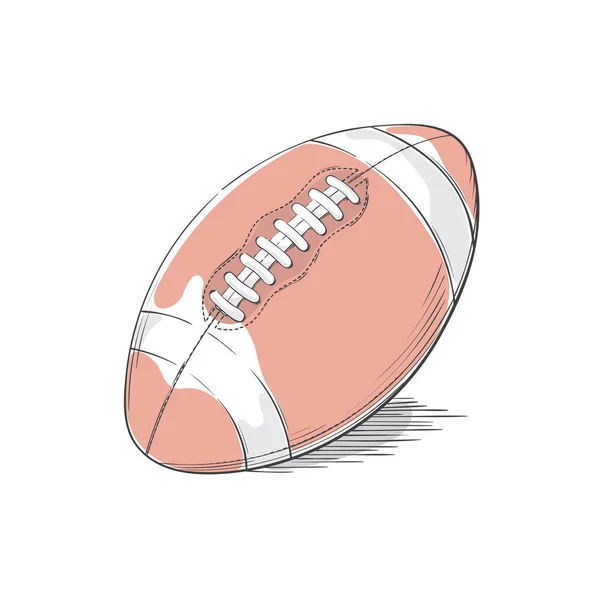 Amerikaans voetbal of rugby bal apparatuur. Sportieve leer-item met steken. — Stockvector
